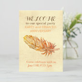 Golden Feather Canvas Fotouitnodiging Kaart (Staand voorkant)