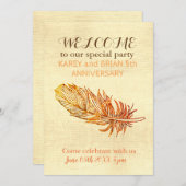 Golden Feather Canvas Fotouitnodiging Kaart (Voorkant / Achterkant)