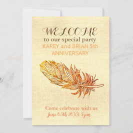 Golden Feather Canvas Fotouitnodiging Kaart