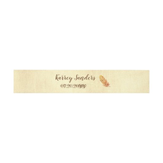 Golden Feather Canvas Uitnodiging Belly Bands Uitnodigingen Wikkel (Vlak)