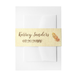 Golden Feather Canvas Uitnodiging Belly Bands Uitnodigingen Wikkel