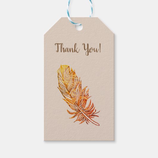 Golden feather Custom Gift Labels Cadeaulabel (Voorkant)