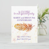 Golden Feather foto uitnodiging (Staand voorkant)