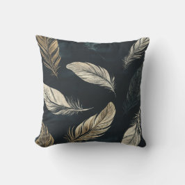 Golden Feather Pattern Pillow Kussen