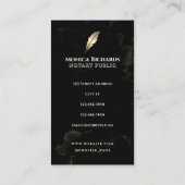 Golden feather pen notary Business Card Visitekaartje (Achterkant)