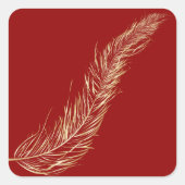 Golden Feather Vierkante Sticker (Voorkant)