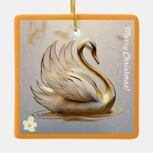 "Golden Feathered Friend" Keramisch Ornament (Voorkant)