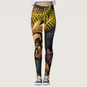Golden Feathers Abstracte kunst Levendig Donker Pa Leggings (Voorkant)
