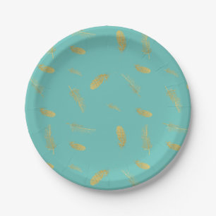 Golden Feathers Aqua Papieren Bordje