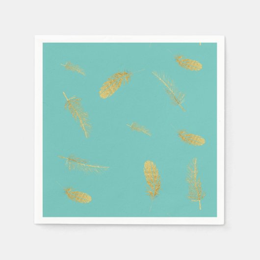 Golden Feathers Aqua Servet (Voorkant)