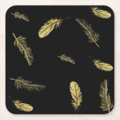 Golden Feathers Black Kartonnen Onderzetters (Voorkant)