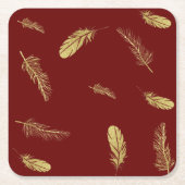 Golden Feathers Dark Red Kartonnen Onderzetters (Voorkant)