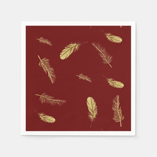 Golden Feathers Dark Red Servet (Voorkant)