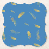 Golden Feathers French Blue Kartonnen Onderzetters (Voorkant)