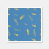 Golden Feathers French Blue Napkins Servet (Voorkant)