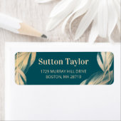 Golden Feathers op Blauwgroen Etiket (Insitu)