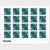 Golden Feathers op Blauwgroen Vierkante Sticker (Vel)