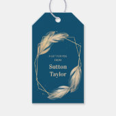 Golden Feathers op de marine Cadeaulabel (Voorkant)