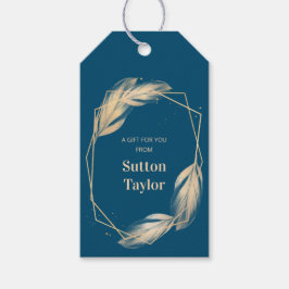 Golden Feathers op de marine Cadeaulabel