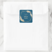 Golden Feathers op de marine Vierkante Sticker (Tas)