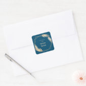 Golden Feathers op de marine Vierkante Sticker (Envelop)
