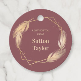 Golden Feathers op Mauve Bedankjes Labels