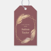 Golden Feathers op Mauve Cadeaulabel (Voorkant)