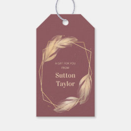 Golden Feathers op Mauve Cadeaulabel