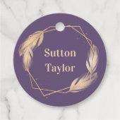 Golden Feathers op plum Bedankjes Labels (Voorkant)