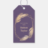 Golden Feathers op plum Cadeaulabel (Voorkant)