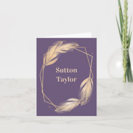 Golden Feathers op plum Notitiekaartje