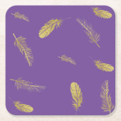 Golden Feathers Paars Kartonnen Onderzetters (Voorkant)