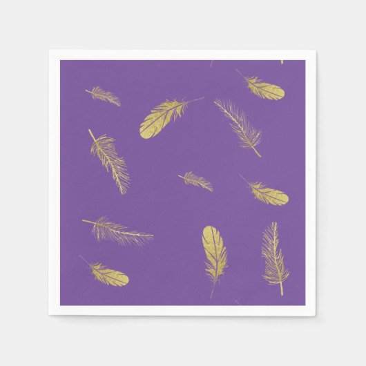 Golden Feathers Paars Servet (Voorkant)
