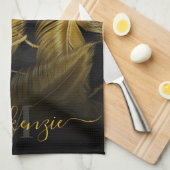 Golden Feathers Theedoek (Quarter Fold)