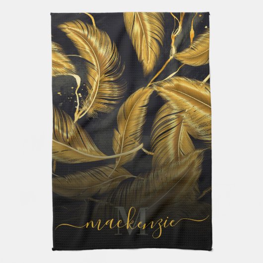 Golden Feathers Theedoek (Verticaal)