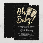 Golden Feet Baby Girl Boy Shower Black White Kaart (Voorkant / Achterkant)