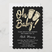 Golden Feet Baby Girl Boy Shower Black White Kaart (Voorkant)