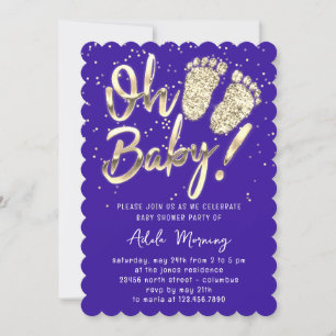 Golden Feet Baby Girl Boy Shower Indygo Blue Kaart