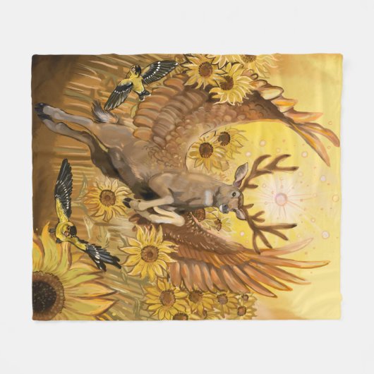 Golden Feilds Mule Deer Fleece Deken (Voorkant (Horizontaal))