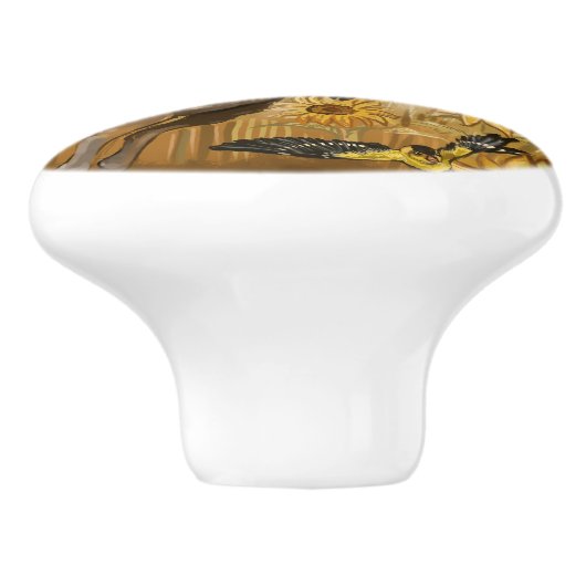 Golden Feilds Winged Mule Deer Keramische Knop (Zijkant)