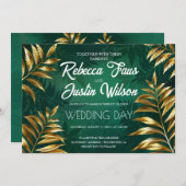 Golden fern arrangement wedding kaart (Voorkant / Achterkant)