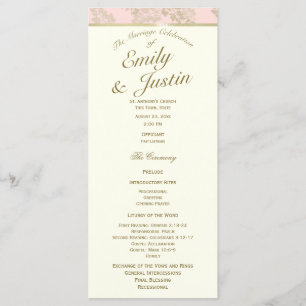 Golden Fern Blush en Ivory Wedding Programme Programmakaart