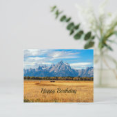 Golden Field Mountains Birthday Briefkaart (Staand voorkant)