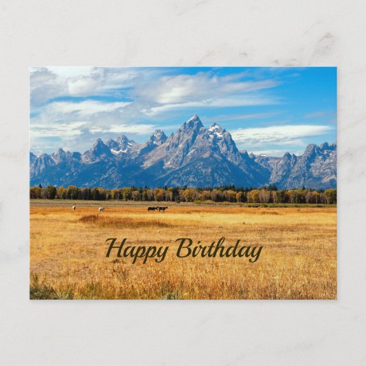 Golden Field Mountains Birthday Briefkaart (Voorkant)
