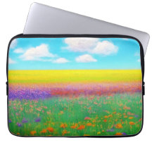 Golden Field of Flowers Laptop Hoesje