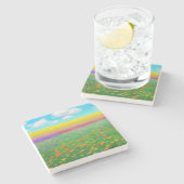 Golden Field of Flowers Marble Onderzetter (Zijkant)