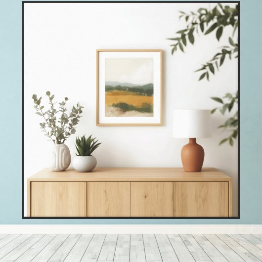 Golden Field Uitzicht Canvas Afdruk (Insitu (Houten vloer))