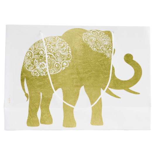 Golden Filigree Elephant Groot Cadeauzakje (Achterkant)