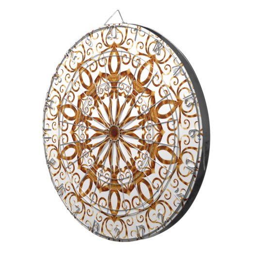 Golden filigree flake op wit dartbord (Voorkant Rechts)