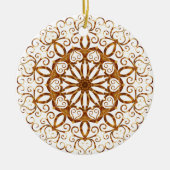 Golden filigree flake op wit keramisch ornament (Voorkant)